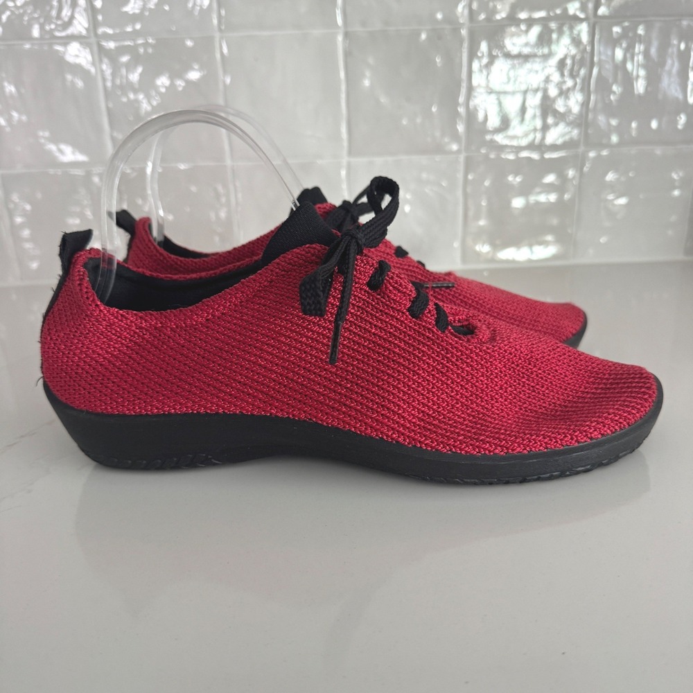 Arcopedico LS Shock Knit Sneakers Womens 41 Red Lace Up Wedge Comfort Shoes - Picture 2 of 8